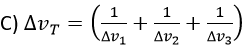 Three resistors connected in series have individual voltages labelled,Δv1, Δv2 and Δv3 respectively. Which of the following expresses the value of the voltage ΔvT taken over the three resistors together?