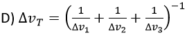 Three resistors connected in series have individual voltages labelled,Δv1, Δv2 and Δv3 respectively. Which of the following expresses the value of the voltage ΔvT taken over the three resistors together?
