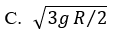A satellite moves at a constant speed in a circular orbit about the center of the earth at an altitude half the radius of the earth above its surface. If g is the gravitational acceleration at the surface of the earth and R its radius, then what is the speed of the satellite?