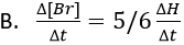 Which of the following expressions is correct for the rate of reaction given below?