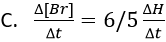 Which of the following expressions is correct for the rate of reaction given below?
